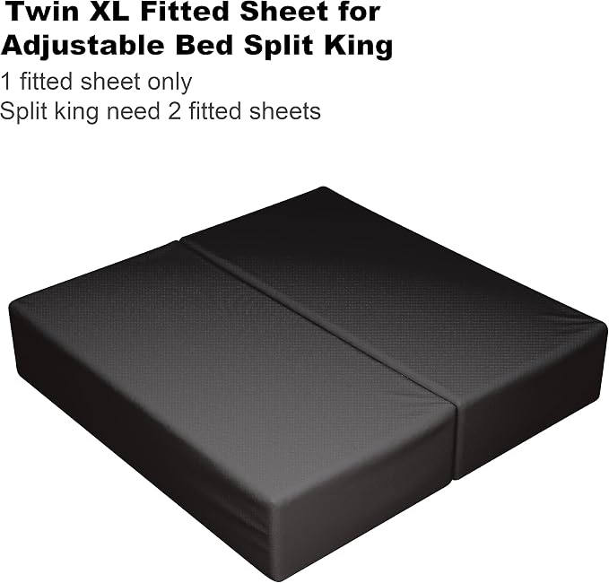Twin XL Size Fitted Sheet Only Black, 100% Egyptian Cotton 600 Thread Count - Image 3