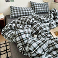 mixinni Vintage Grey & Pale Blue Buffalo Plaid Duvet Cover Set Queen Size by mixinni