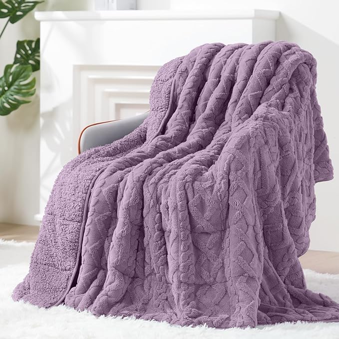 Super Fuzzy Soft Sherpa Fleece Weighted Blanket, 15 lbs Dual Sided Fluffy Heavy by EazfyPro