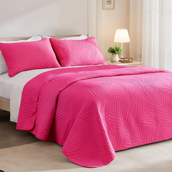 Exclusivo Mezcla Queen Quilt Bedding Set, Lightweight Hot Pink Quilts Queen - Image 2