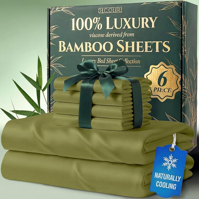 DECOLURE 100% Viscose Derived from Bamboo Sheets California King Size by DECOLURE