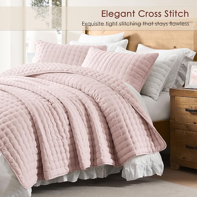 WDCOZY Pink Queen Size Quilt Bedding Sets - Image 3