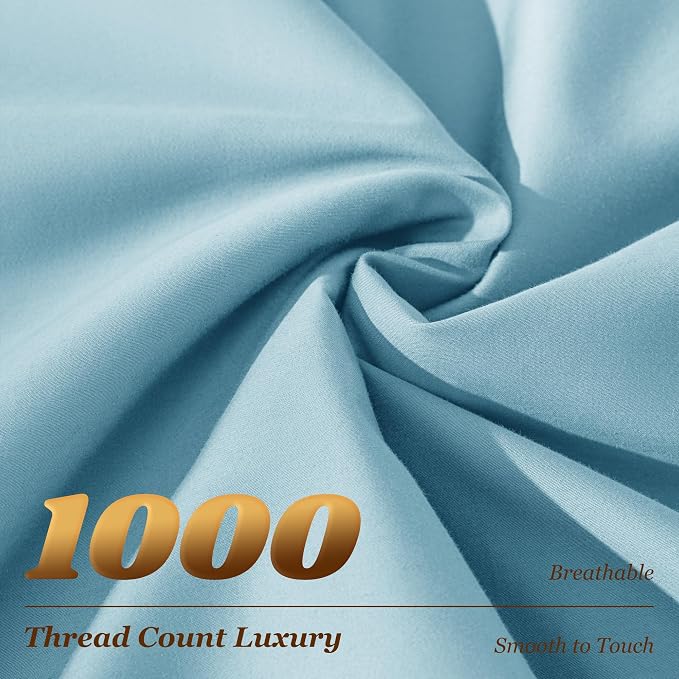 LBRO2M 100% Cotton Sheets Set Deep Pocket 19", 1000 Thread Count Full Size 4 - Image 4