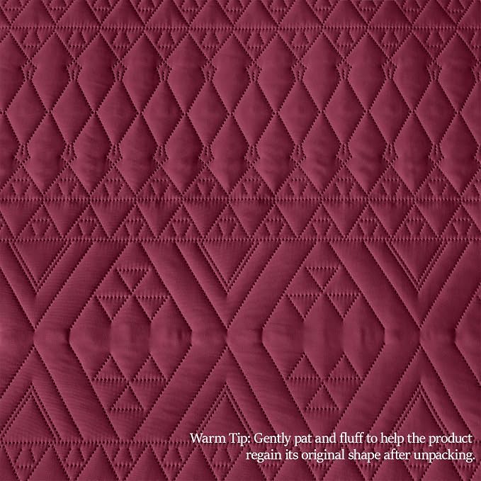 akkialla Full/Queen Quilt Set, Burgundy Lightweight Microfiber Bedspread - Image 8