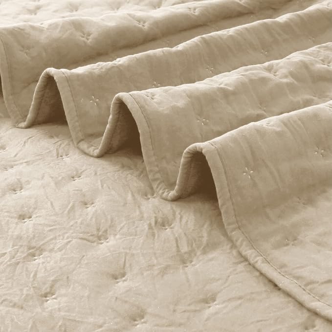 ROARINGWILD Beige Cloud Twin Size Quilt Bedding Sets - Image 4