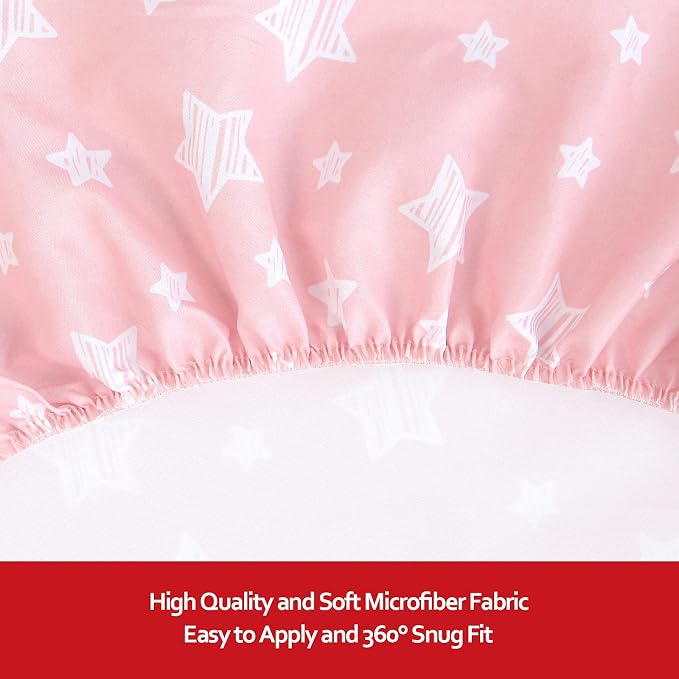 Pack and Play Sheets Girl, 2 Pack Mini Crib Sheets, Stretchy Playard Fitted - Image 3