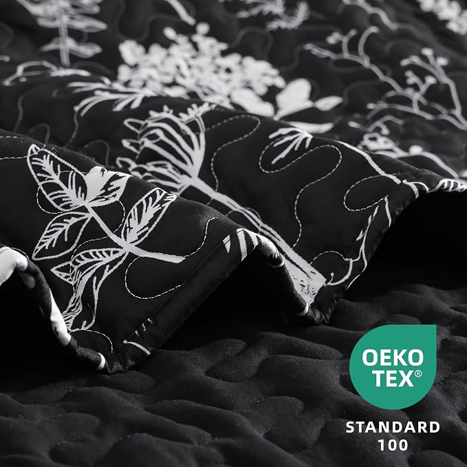 JANZAA Quilts Queen Size Bed Spread Botanical 3 Pieces Quilts Queen Size Sets - Image 2