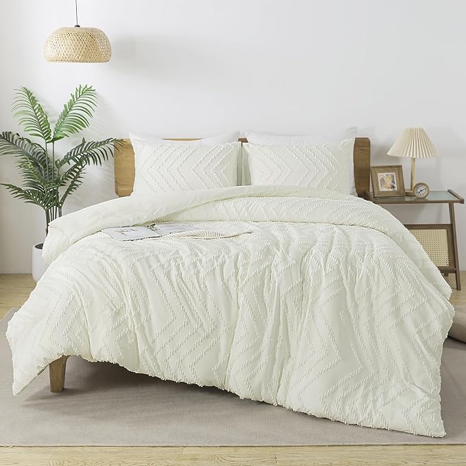 Andency Ivory Twin/Twin XL Comforter Set, Boho Soft Warm Cute Comforter Twin by Andency