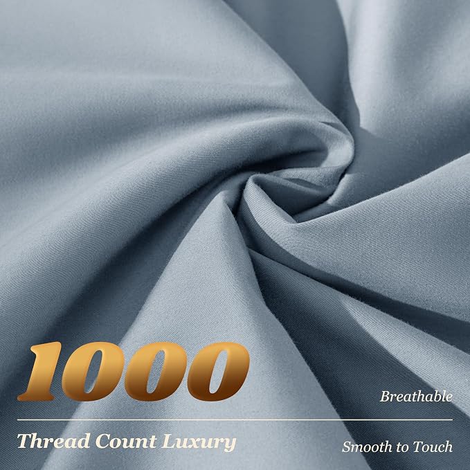 LBRO2M 100% Cotton Sheets Set Deep Pocket 19", 1000 Thread Count Full Size 4 - Image 4