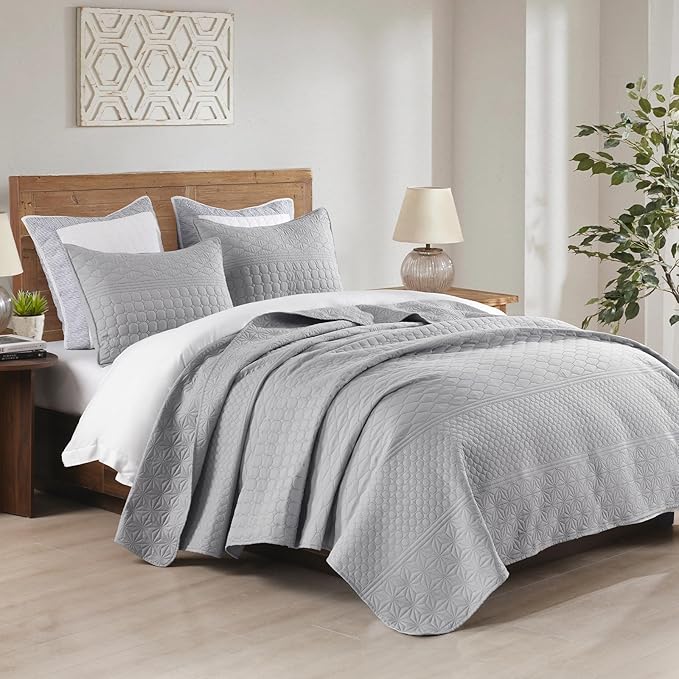 HORIMOTE HOME Grey King Size Quilt Set - Image 4