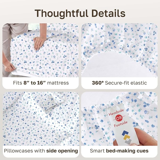 California Design Den Soft Queen Size 100% Cotton Sheet Sets, 400 TC Good - Image 5