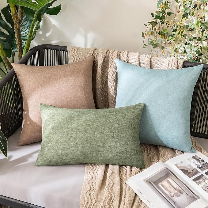 MIULEE Pack of 2 Decorative Outdoor Solid Waterproof Throw Pillow Covers Spring - Image 5