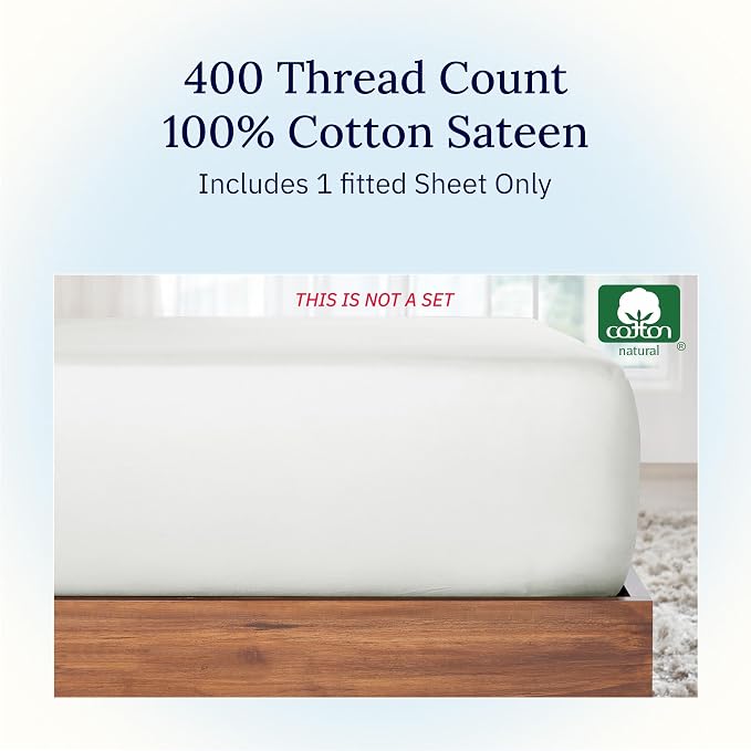 California Design Den Full Fitted Sheet Deep Pocket, Soft 400 Thread Count 100% - Image 4