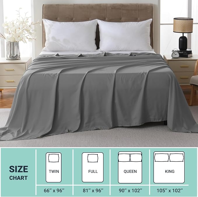 ZPECC Full Flat Sheet Only 1 Pack, Durable Dark Gray Top Bed Sheets - Image 5