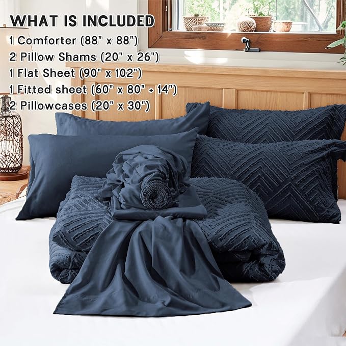 Zzlpp Queen Comforter Set 7 Pieces, All Season Boho Bedding Sets - Image 5
