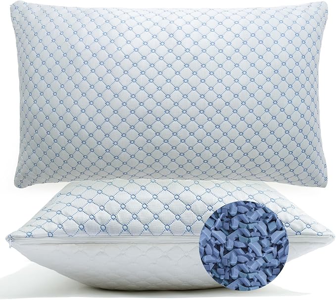 Cooling Bed Pillows for Sleeping Set of 2, Shredded Memory Foam Pillows for Bed by Unknown