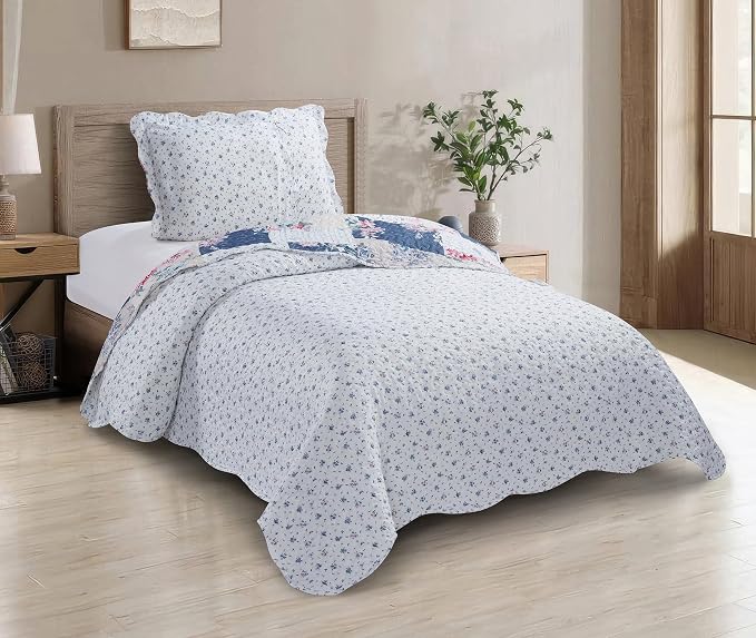 Brilliant Sunshine Roses in Beige Quilt Set, 2-Piece Bedding Sets, Lively - Image 2