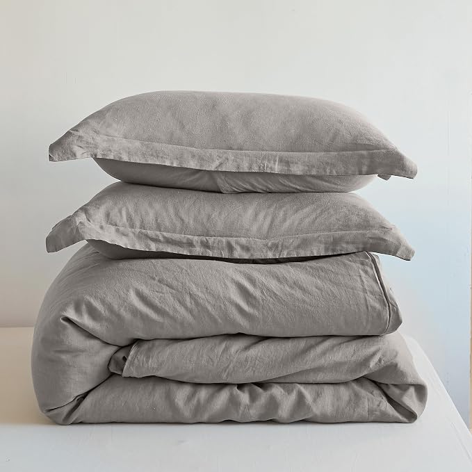 Simple&Opulence 100% Linen Duvet Cover Set 3pcs Basic Style Natural French - Image 9