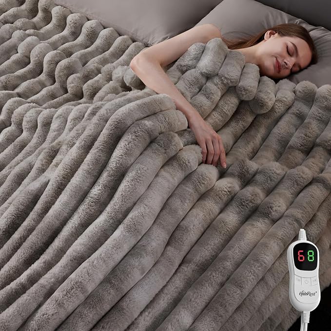 Heated Throw Blanket, Faux Fur Cozy Heating Blanket - Image 6