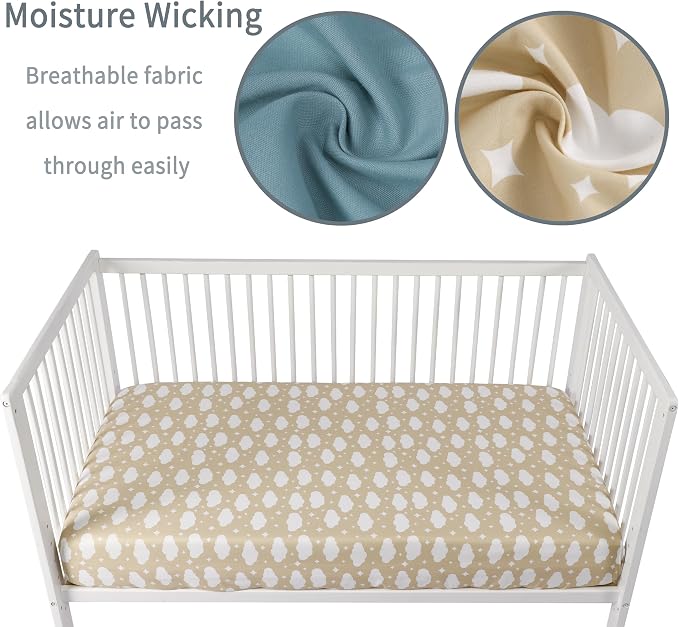 GUNTAIL Baby Crib Sheets for Boys Girls, 2 Pack Fitted Crib Sheet for Standard - Image 4