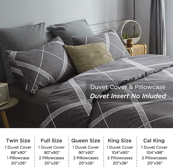 TOCOMOA Plaid Duvet Cover Set 100% Natural Cotton Soft Comfy Breathable 3 Piece - Image 6