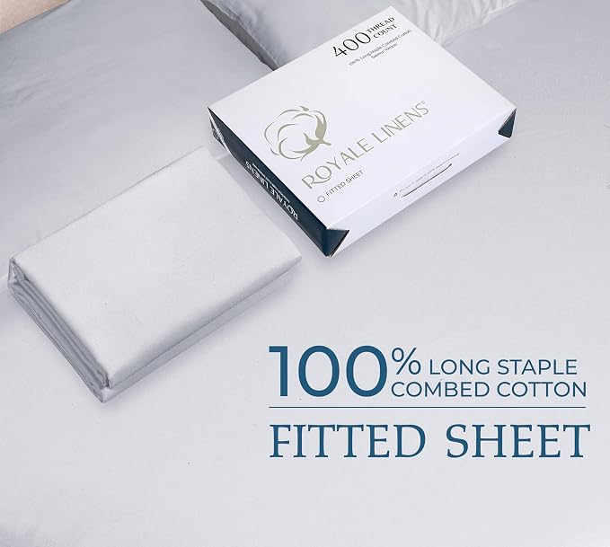 Royale Linens 400 Thread Count 100% American Grown Cotton Fitted Sheet Queen - Image 9