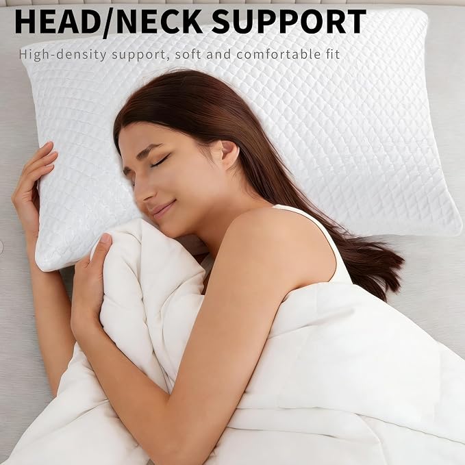 Cooling Pillow for Sleeping Queen Size Set of 2, Shredded Memory Foam Pillows - Image 2