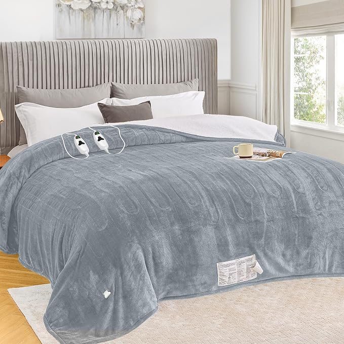 greenoak Heated Blanket Electric King Size 100"X90" Dual Control, Heating by Greenoak