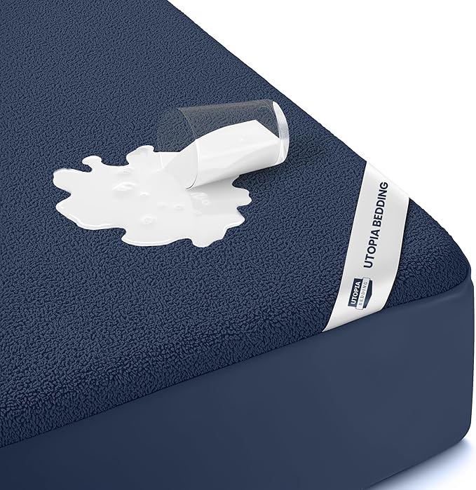 Full Size Mattress Protector Waterproof, Premium 200 GSM Terry Mattress Cover by UTOPIABEDDING