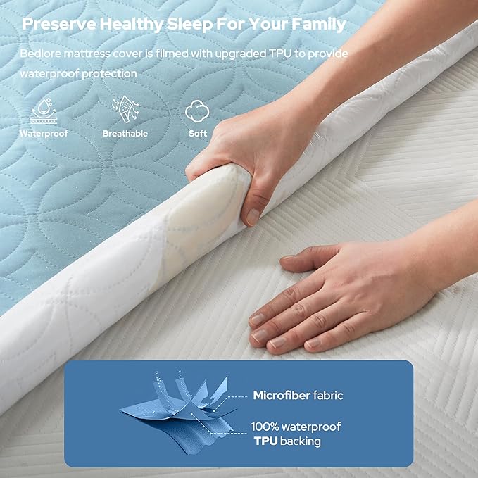 BEDLORE Waterproof Mattress Protector, Full Size Mattress Pad - Image 2