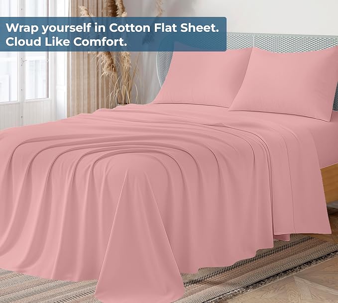 Royale Linens 100% Organic Cotton Twin Flat Sheet Only - Image 2