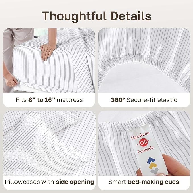 California Design Den Soft 100% Cotton Queen Size Bed Sheets Set, 400 TC Good - Image 5