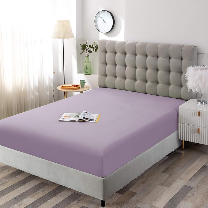 Sfoothome King Lavender Fitted Sheet Only, Wrinkle Free - Image 2