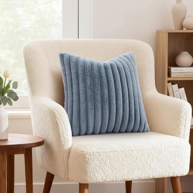 decorUhome Cozy Faux Fur Throw Pillow Covers 18x18 Set of 2 Decorative Soft - Image 4