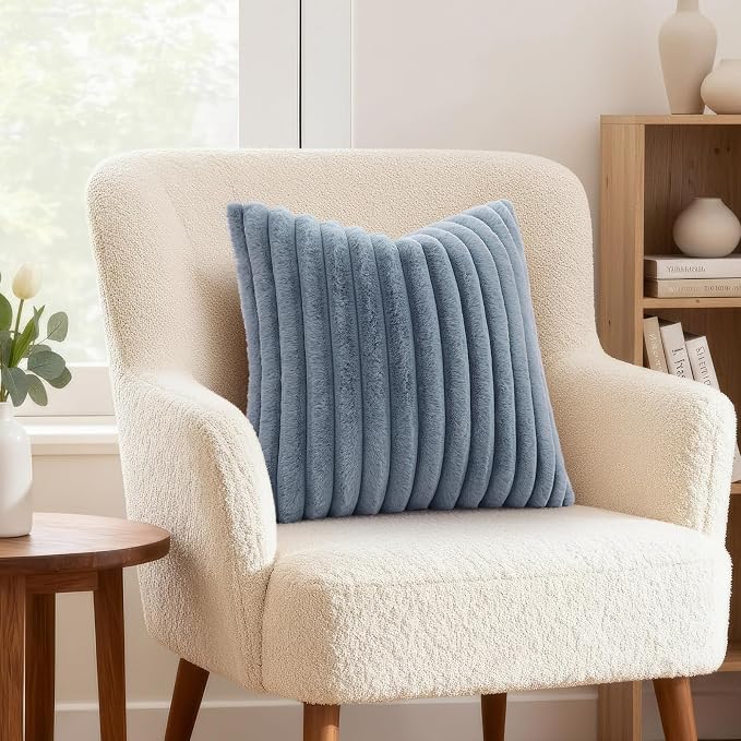 decorUhome Cozy Faux Fur Throw Pillow Covers 20x20 Set of 2 Decorative Soft - Image 4