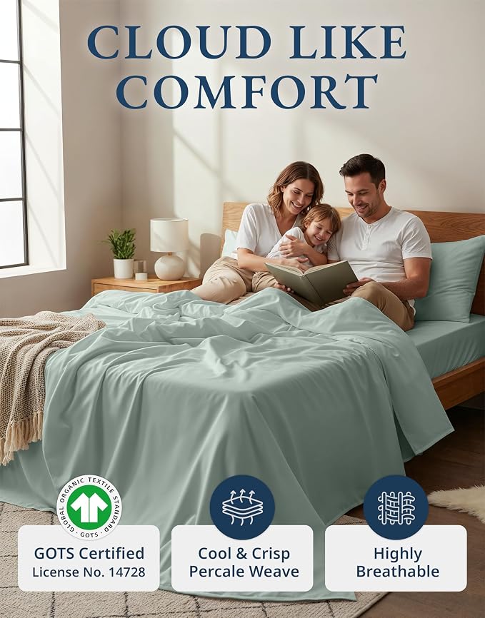 LANE LINEN 100% Organic Cotton Extra Long Twin Sheet & Pillowcase Sets - Image 2
