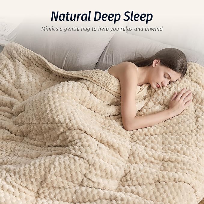 Wemore Fleece Weighted Blanket for Adults, Dual Sided Cozy Soft Sherpa Heavy - Image 3