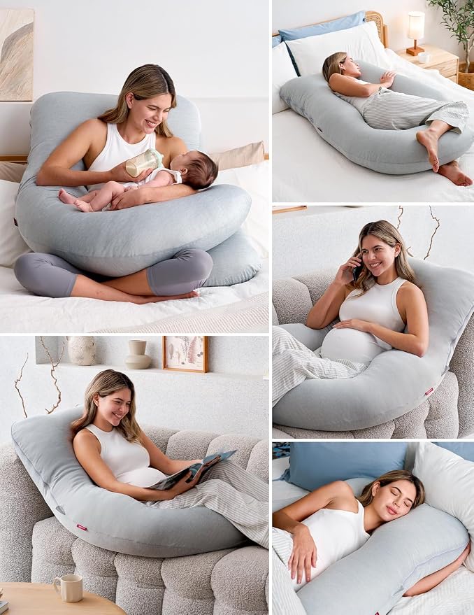 Momcozy Pregnancy Pillows with Cooling Cover, U-Shaped Full Body Maternity - Image 6