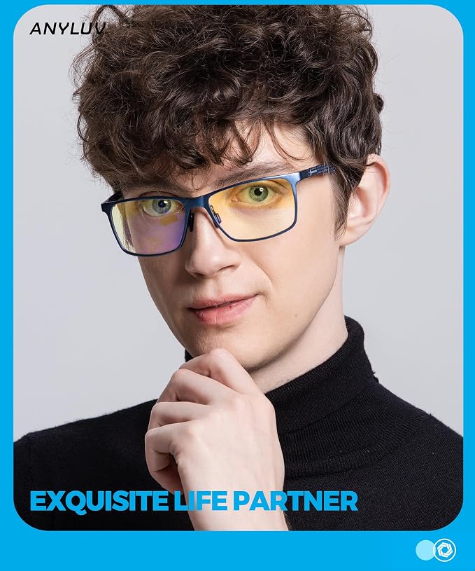 ANYLUV Blue Light Glasses Men, Relieve Eyestrain and Eye Protection, Al-Mg - Image 2