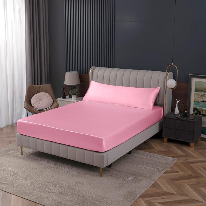 Homiest Pink Satin Fitted Sheet - Image 7