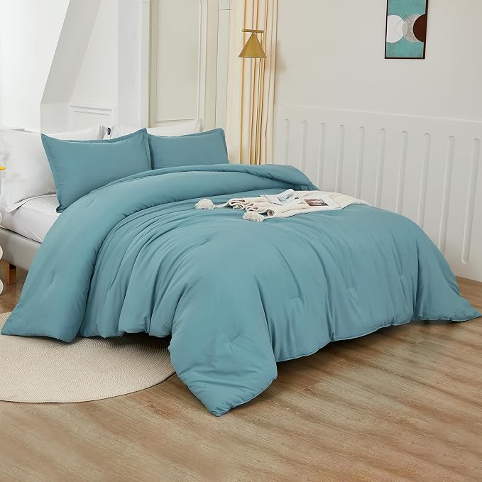 Litanika Grayish Teal Comforter Set Twin/Twin XL Size, 2 Pieces Lightweight - Image 2