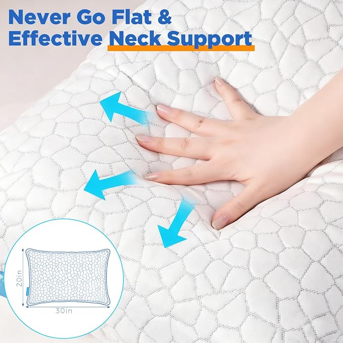 Cooling Pillow Queen Size Set of 2, Adjustable Shredded Memory Foam Pillows - Image 9