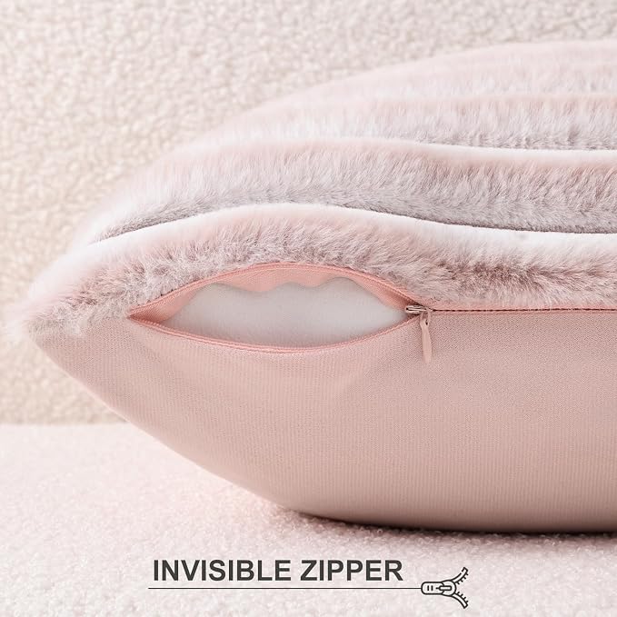 Pallene Faux Fur Plush Throw Pillow Covers 24x24 Set of 2, Luxury Soft Fluffy - Image 3