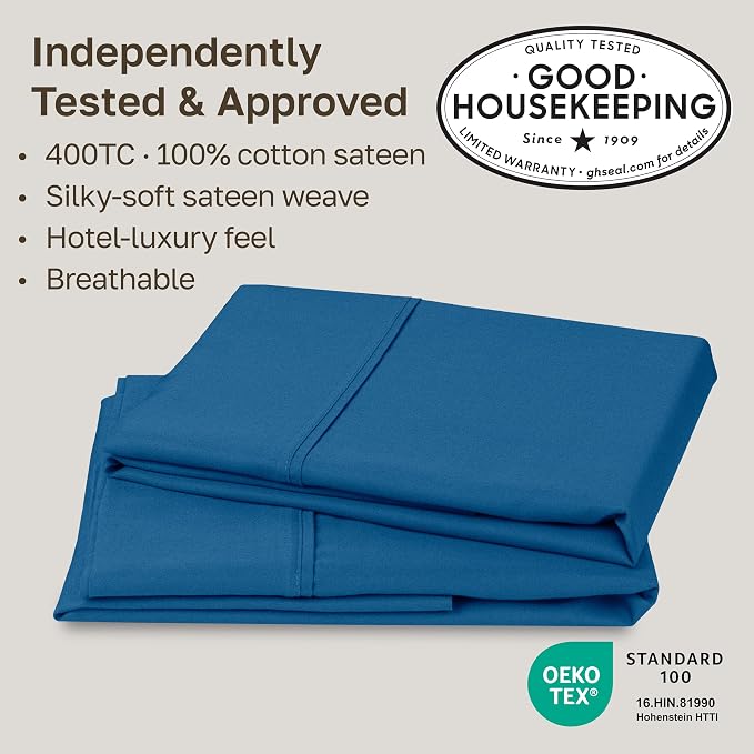 California Design Den King Size Pillow Cases Set of 2-400 Thread Count Sateen - Image 2