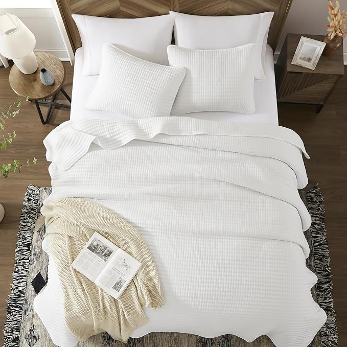 WRENSONGE Twin Quilt-2 Pieces Lightweight Bedspreads White Twin Quilt Bedding - Image 6