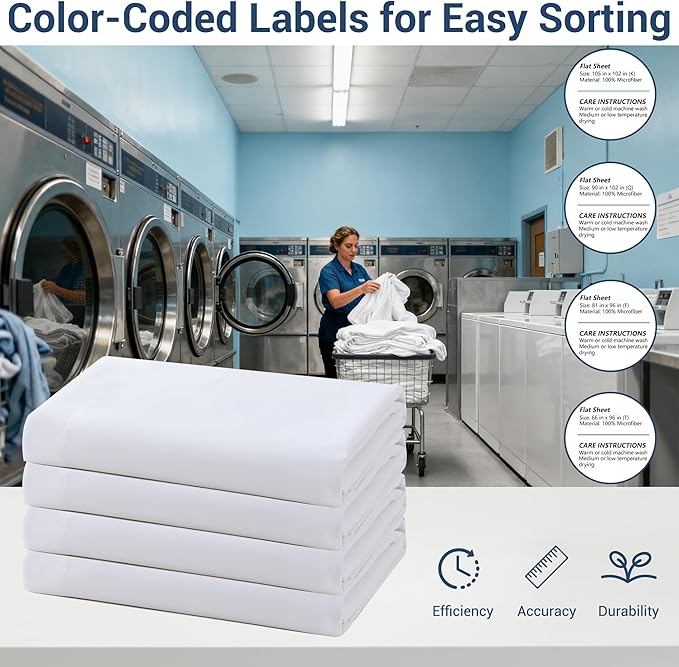 Bulk King Flat Sheets Only, Color-Coded Hem Threads, Wrinkle-Free Shrinkage - Image 4