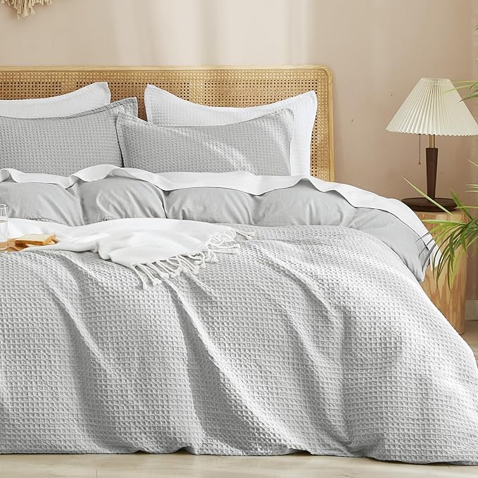 PHF Waffle Weave Duvet Cover California King, No Snagging Ultra Soft Luxury by PHF
