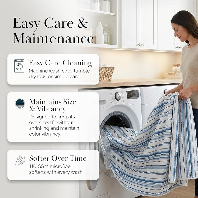 Southshore Fine Living, Inc. Oversized King Quilt Set, All Season Striped Blue - Image 8