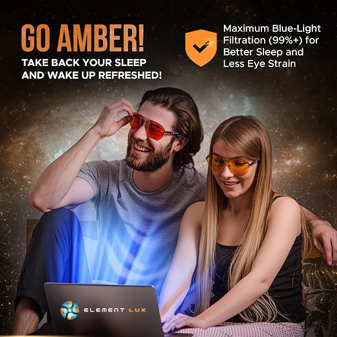 Blue Light Blocking Glasses Amber Lenses -For Better Sleep, Eye Strain Blocker - Image 5
