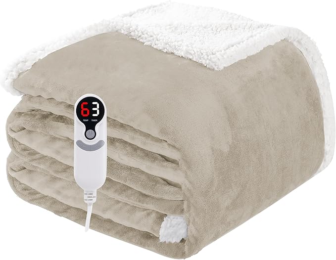 Electric Heated Blanket Full Size 72"x84", Soft Flannel by Soypipo